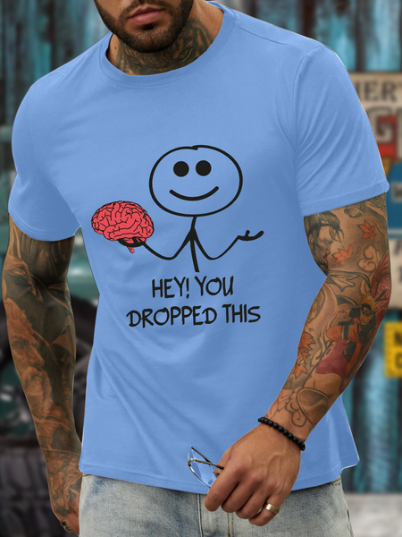 Men's hey! you dropped this Text Letters Crew Neck Casual T-Shirt, T-shirts, Lilicloth.com