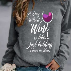 A day Without Wine Women's Sweatshirt, color:Grey|size:3XL, Lilicloth.com