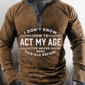 Men's i don't know Text Letters Loose Casual Top, color:CAMEO BROWN|size:3XL, Lilicloth.com