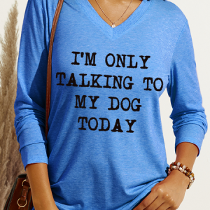 Women's I'm Only Talking To My Dog Today Casual Shirt, color:Blue|size:3XL, Lilicloth.com