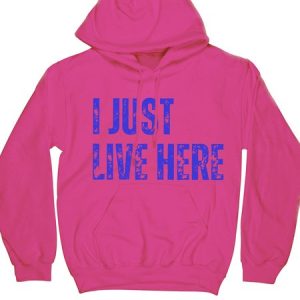 Women’s I Just Live Here Casual Letter Pattern Hoodie Hoodie Human Matching Do Hoodie, color:Rose Red|size:XXL, Lilicloth.com