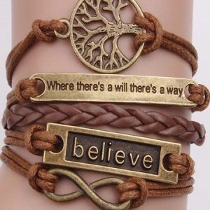 Women Bronze Vintage Leather Rope Bracelet, Bracelet, color:As Picture|size:One-size, Noracora