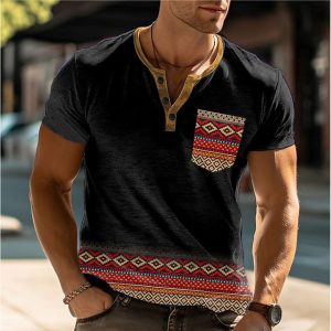 Men's Henley Shirt Henley Graphic Tribal Clothing Apparel 3D Print Outdoor Shirt, T-Shirts, , COTOSEN, Apparel Online, Cheap Clothes, Buy Now