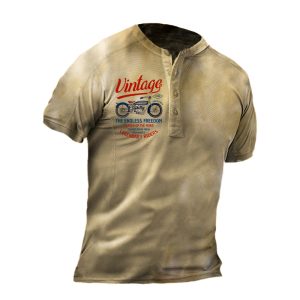 Men's Crewneck T-Shirt Plus Size Vintage Motorcycle Racing Short Sleeve Henley Shirts, T-Shirts, , COTOSEN, Apparel Online, Cheap Clothes, Buy Now