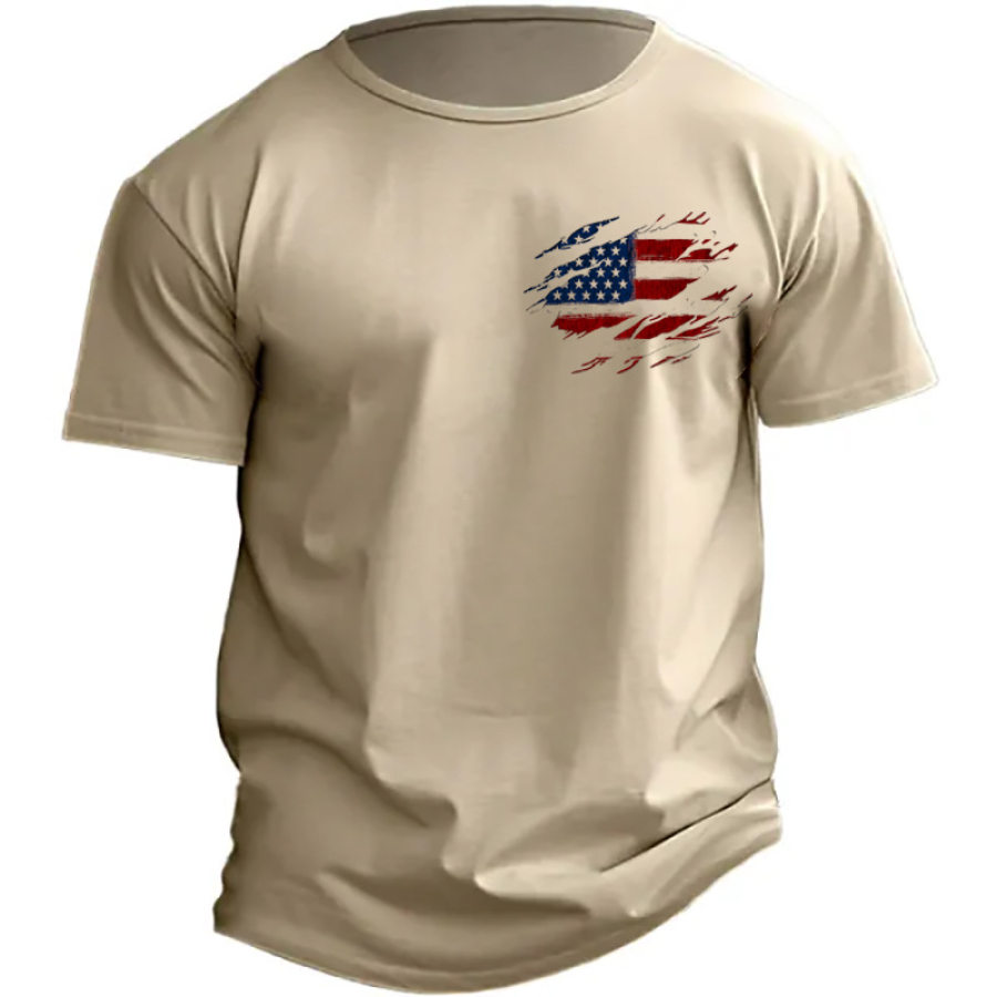 Men's Casual Flag Print Vintage Casual Round Neck Short Sleeve T-Shirt, T-Shirts, , COTOSEN, Apparel Online, Cheap Clothes, Buy Now