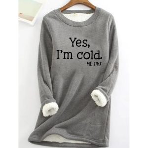 Casual Letter Print Plush Crew Neck Warm Long Sleeve T-Shirt, women tops, COTOSEN, Apparel Online, Cheap Clothes, Buy Now