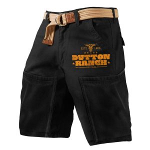 Men's Vintage Pocket West Yellowstone Print Cargo Shorts Breathable Casual Shorts, Shorts, , COTOSEN, Apparel Online, Cheap Clothes, Buy Now