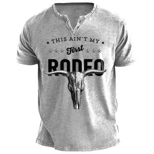 This Isn't My First Rodeo Men's Western Yellowstone Print Vintage V Neck T-Shirt, T-Shirts, , COTOSEN, Apparel Online, Cheap Clothes, Buy Now