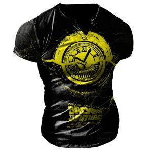 Men's Vintage V Collar Time Dial Print T-Shirt, T-Shirts, , COTOSEN, Apparel Online, Cheap Clothes, Buy Now
