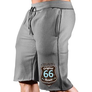 Men's Sweatshirt Shorts Route 66 Print Sports Casual Breathable Elastic Waist Shorts, Shorts, , COTOSEN, Apparel Online, Cheap Clothes, Buy Now