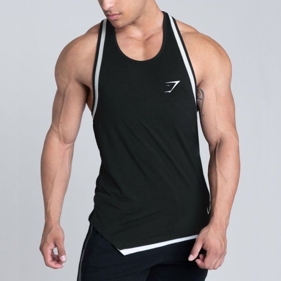 Men's Fitness Casual Graphic Print Color Block Breathable Tank Top, Tank Top, , COTOSEN, Apparel Online, Cheap Clothes, Buy Now