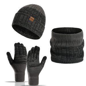 Autumn And Winter Warm Fleece Knitted Hat Gloves Scarf Three-piece Set, Hats, , COTOSEN, Apparel Online, Cheap Clothes, Buy Now