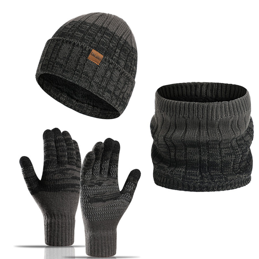 Autumn And Winter Warm Fleece Knitted Hat Gloves Scarf Three-piece Set, Hats, , COTOSEN, Apparel Online, Cheap Clothes, Buy Now
