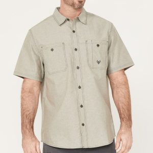 Men's Vintage Western Denim Multi-Pocket Shirt Short Sleeve Button Down Work Shirt, T-Shirts, , COTOSEN, Apparel Online, Cheap Clothes, Buy Now