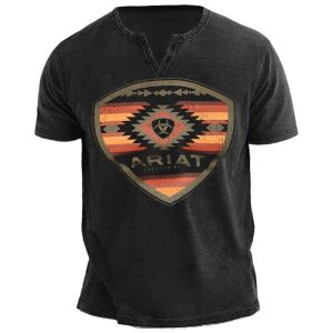 Ariat Men's Western Ethnic Print Vintage V Neck T-Shirt, T-Shirts, , COTOSEN, Apparel Online, Cheap Clothes, Buy Now