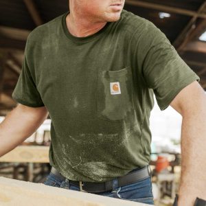 Men's T-Shirt Vintage Carhartt Pocket Tee Short Sleeve Crew Neck Outdoor Summer Daily Tops Army Green, T-Shirts, , COTOSEN, Apparel Online, Cheap Clothes, Buy Now