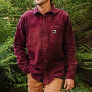 Men's Shirt Long Sleeve Corduroy Vintage Quiksilver Pocket Daily Tops Burgundy, T-Shirts, , COTOSEN, Apparel Online, Cheap Clothes, Buy Now
