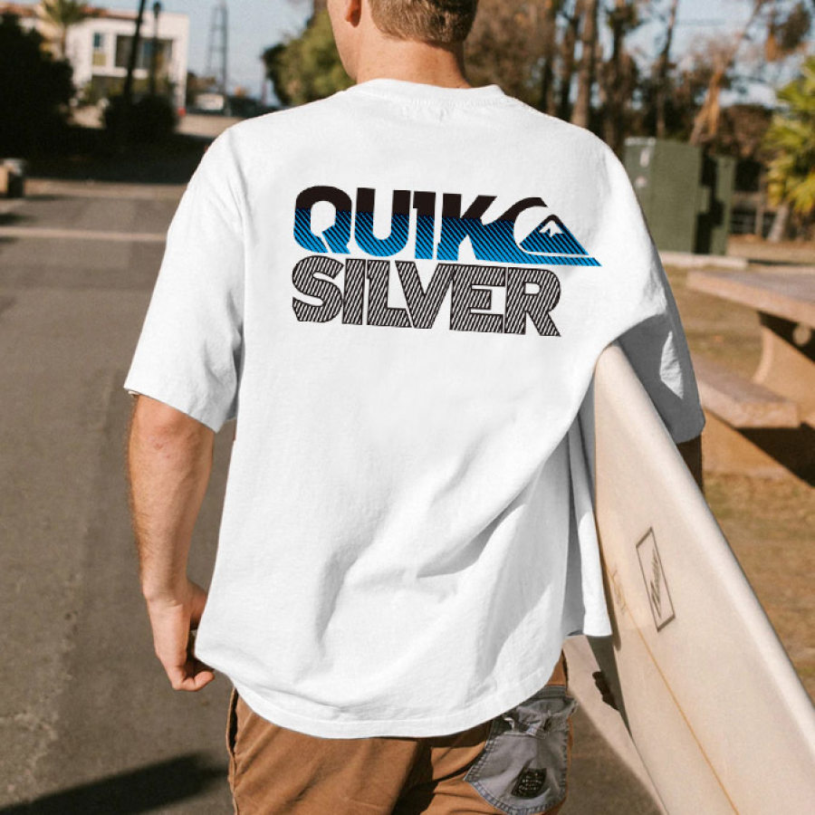 Men's T-Shirt Tee Vintage Quiksilver Surf Graphic Short Sleeve Outdoor Casual Summer Daily Tops White, T-Shirts, , COTOSEN, Apparel Online, Cheap Clothes, Buy Now