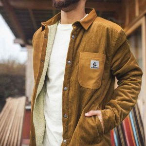 Men's Shirt Long Sleeve Corduroy Sherpa Lined Cord Vintage Volcom Fleece Warm Daily Tops Turmeric, Coats & Jackets, , COTOSEN, Apparel Online, Cheap Clothes, Buy Now