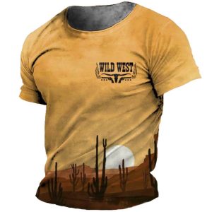 Men's T-Shirt Plus Size Short Sleeve Vintage Wild West Summer Daily Tops Ginger, T-Shirts, , COTOSEN, Apparel Online, Cheap Clothes, Buy Now