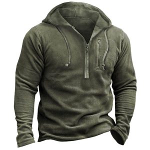 Men's Outdoor Tactical Fleece Warm Zip Hoodie, Tactical Sweatshirts & Hoodies,  COTOSEN