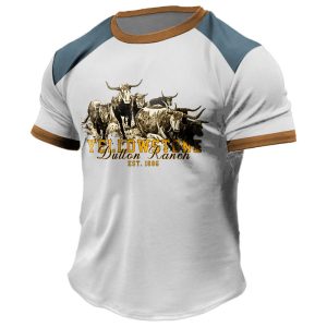 Men's T-Shirt Plus Size Short Sleeve Vintage Dutton Ranch Yellowstone Colorblock Summer Daily Tops, T-Shirts, , COTOSEN, Apparel Online, Cheap Clothes, Buy Now