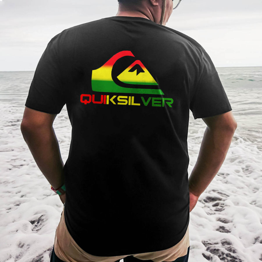Men's T-Shirt Tee Vintage Quiksilver Surf Graphic Short Sleeve Outdoor Casual Summer Daily Tops Black, T-Shirts, , COTOSEN, Apparel Online, Cheap Clothes, Buy Now