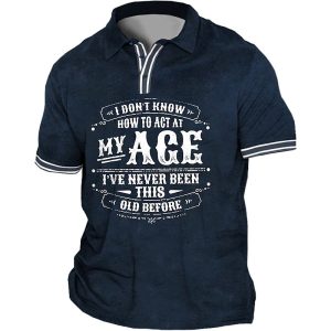 Men's T-Shirt Polo Button Vintage How To Act At My Age Outdoor Short Sleeve Colorblock Summer Daily Tops Navy Blue, T-Shirts, , COTOSEN, Apparel Online, Cheap Clothes, Buy Now