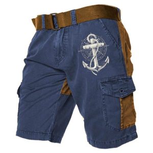 Men's Cargo Shorts Anchor Outdoor Vintage Color Block Pocket Summer Daily Pants Navy Blue, Shorts, , COTOSEN, Apparel Online, Cheap Clothes, Buy Now