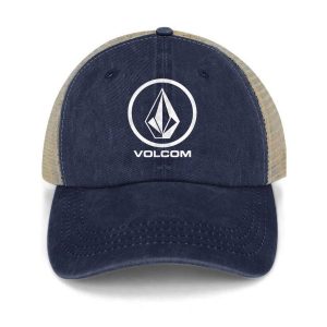 Washed Cotton Panel Mesh Sun Hat Vintage Volcom Cap Navy Blue, Hats, , COTOSEN, Apparel Online, Cheap Clothes, Buy Now