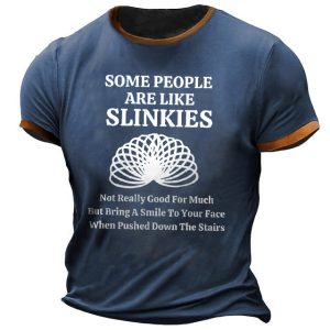 Men's T-Shirt Plus Size Short Sleeve Vintage Some People Are Like Slinkies Colorblock Summer Daily Tops, T-Shirts, , COTOSEN, Apparel Online, Cheap Clothes, Buy Now