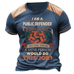 Men's T-shirt Vintage I Am A Public Defender Would Do This Job Colorblock Short Sleeve Summer Daily Tops Navy Blue, T-Shirts, , COTOSEN, Apparel Online, Cheap Clothes, Buy Now