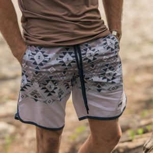Men's Surf Shorts Vintage Hooey Aztec Graphic Hawaiian Beach Boardshorts Khaki, Shorts, , COTOSEN, Apparel Online, Cheap Clothes, Buy Now