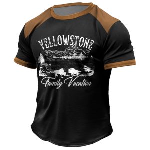Men's T-Shirt Plus Size Short Sleeve Vintage Yellowstone Family Vacation Colorblock Summer Daily Tops, T-Shirts, , COTOSEN, Apparel Online, Cheap Clothes, Buy Now