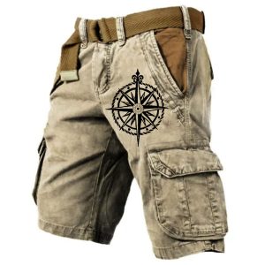 Men's Cargo Shorts Vintage Nautical Compass Tactical Multi-Pocket Sports Loose Wear-Resistant Summer Daily Casual Pants, Shorts, , COTOSEN, Apparel Online, Cheap Clothes, Buy Now