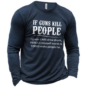 Men's Cotton T-Shirt Long Sleeve If Kill The People Funny Outdoor Spring Autumn Daily Tops, T-Shirts, , COTOSEN, Apparel Online, Cheap Clothes, Buy Now