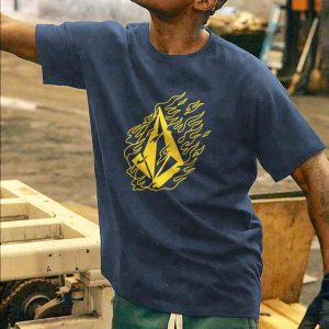 Men's T-Shirt Cotton Tee Vintage Volcom Graphic Short Sleeve Outdoor Casual Summer Daily Tops Black, T-Shirts, , COTOSEN, Apparel Online, Cheap Clothes, Buy Now