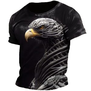 Men's T-Shirt Vintage Eagle Plus Size Short Sleeve Summer Daily Tops Black, T-Shirts, , COTOSEN, Apparel Online, Cheap Clothes, Buy Now