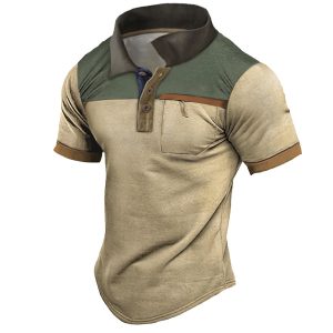 Men's Outdoor Vintage Tactical Colorblock Pocket Polo Short Sleeve T-Shirt, T-Shirts, , COTOSEN, Apparel Online, Cheap Clothes, Buy Now