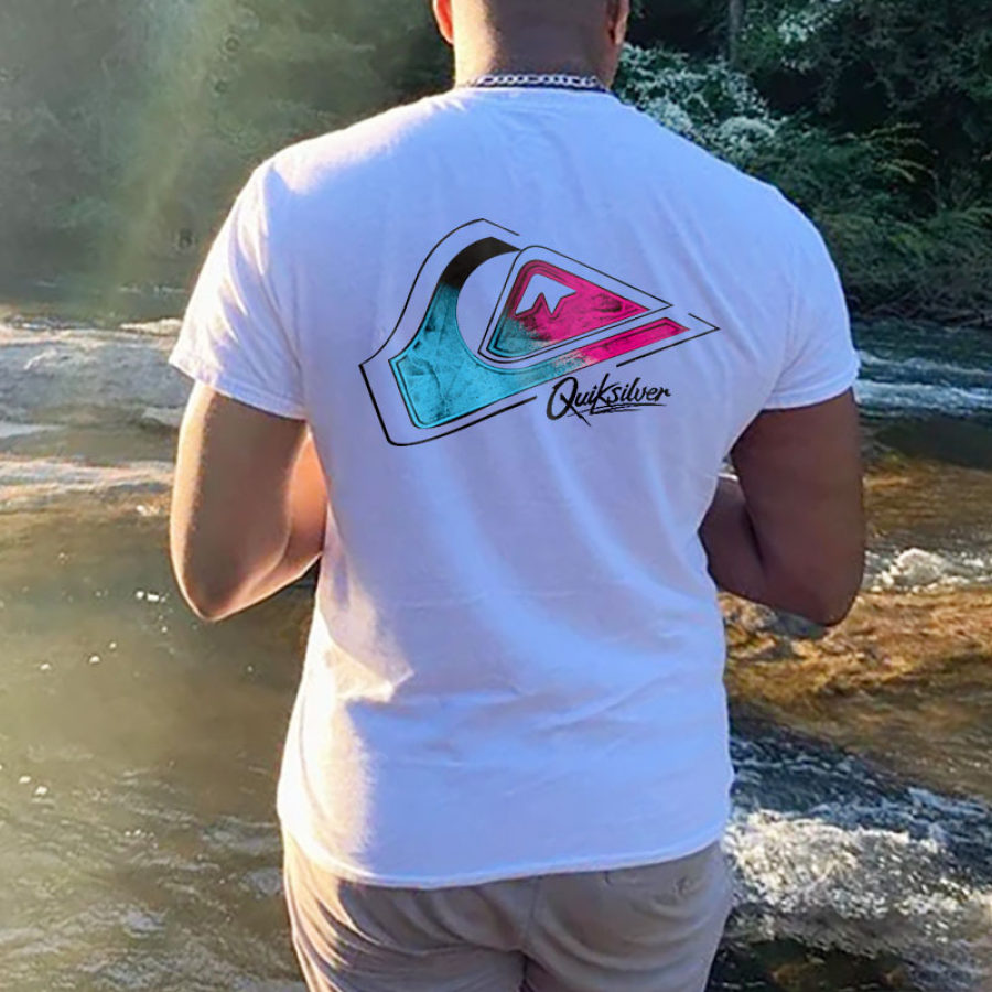 Men's T-Shirt Tee Vintage Quiksilver Surf Graphic Short Sleeve Outdoor Casual Summer Daily Tops White, T-Shirts, , COTOSEN, Apparel Online, Cheap Clothes, Buy Now