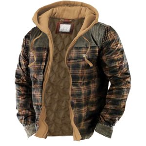 Men's Plaid Contrast Cowboy Hooded Jacket, Coats & Jackets, , COTOSEN, Apparel Online, Cheap Clothes, Buy Now