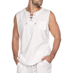 Men's Sleeveless Cotton Linen Vest T-Shirt, T-Shirts, , COTOSEN, Apparel Online, Cheap Clothes, Buy Now