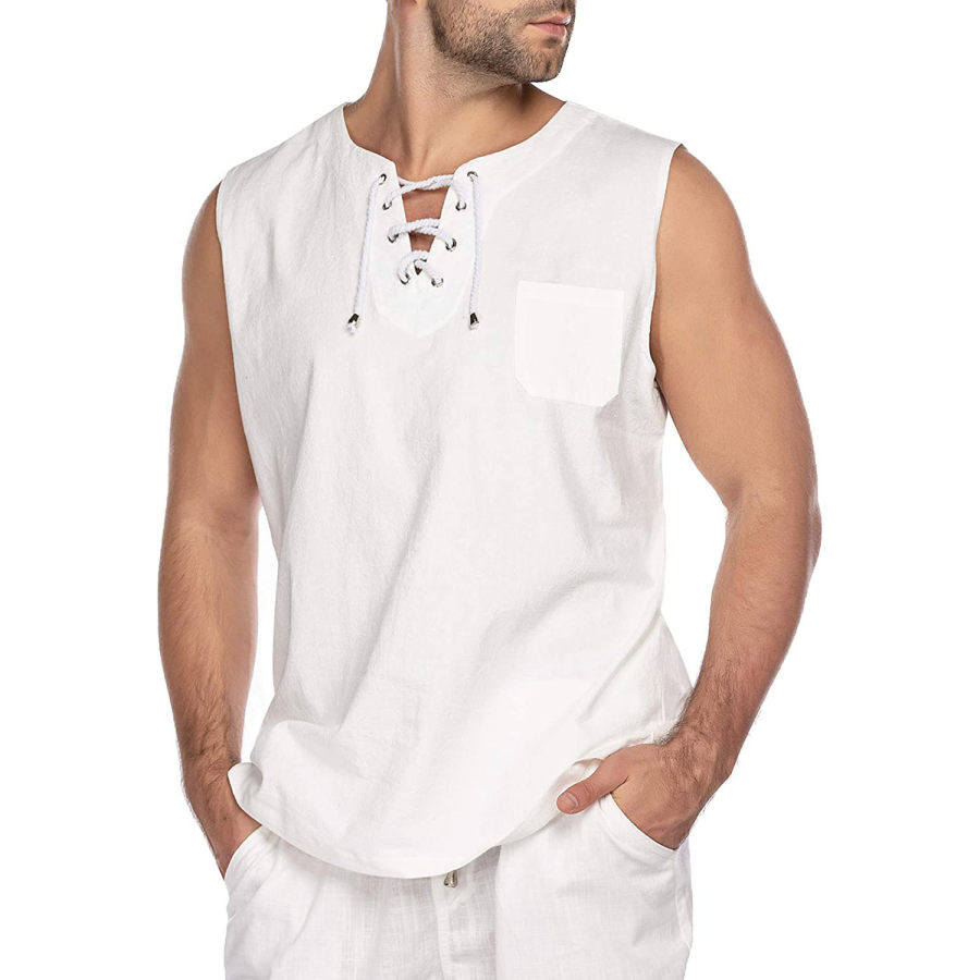 Men's Sleeveless Cotton Linen Vest T-Shirt, T-Shirts, , COTOSEN, Apparel Online, Cheap Clothes, Buy Now
