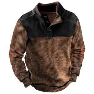 Men's Training Colorblock Waffle Lapel Sweatshirt, Hoodies & Sweatshirts, , COTOSEN, Apparel Online, Cheap Clothes, Buy Now