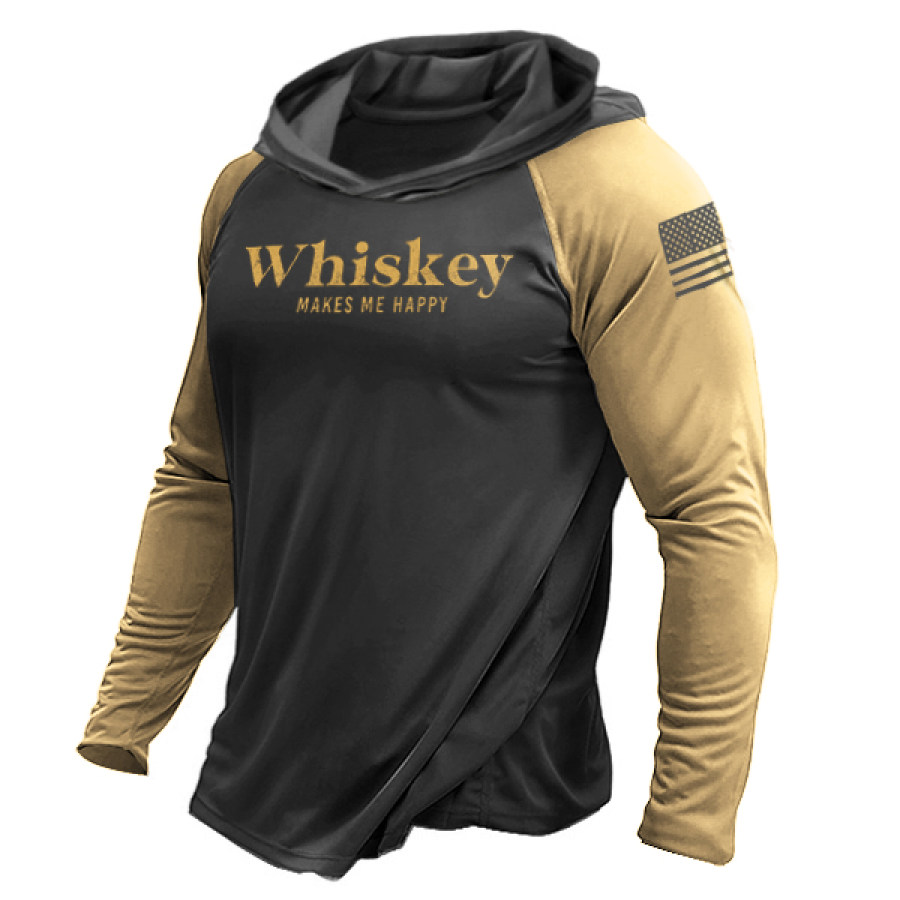 Men's Quick Dry Hooded T-shirt Whiskey USA Outdoor 50+ Sun Zipper Pocket Protection Hike Sports Run Pullover Tactical Top, Hoodies & Sweatshirts, , COTOSEN, Apparel Online, Cheap Clothes, Buy Now