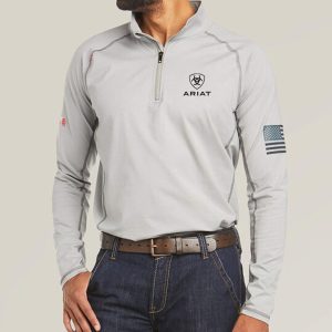Ariat Men's Tactical Zipper Stand Collar T-Shirt FR Combat Stretch Patriot 1/4 Zip Work Shirt, T-Shirts, , COTOSEN, Apparel Online, Cheap Clothes, Buy Now