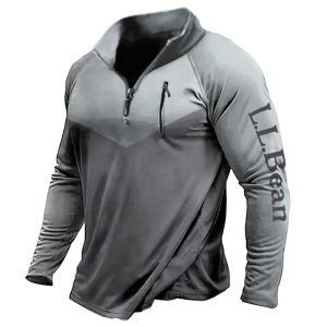Llbean Men's Quick Dry 1/4 Zip Stand Collar T-shirt Outdoor 50+ Sun Zipper Pocket Hike Sports Pullover Tactical, T-Shirts, , COTOSEN, Apparel Online, Cheap Clothes, Buy Now
