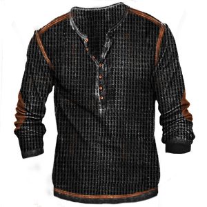 Men's Vintage Waffle Knit Tactical Henley T-Shirt, T-Shirts, , COTOSEN, Apparel Online, Cheap Clothes, Buy Now