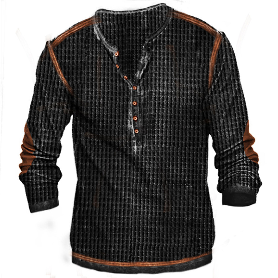Men's Vintage Waffle Knit Tactical Henley T-Shirt, T-Shirts, , COTOSEN, Apparel Online, Cheap Clothes, Buy Now