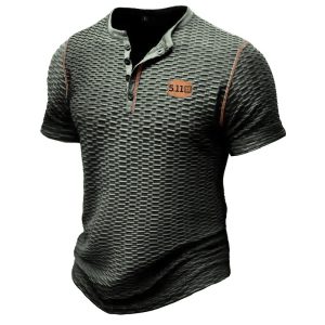 511 Tactical Men's Color Matching Thread Sports Fitness Slim Breathable Short Sleeve T-Shirt Muscle Henley Tops, T-Shirts, , COTOSEN, Apparel Online, Cheap Clothes, Buy Now